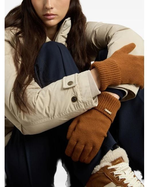 Woolrich Brown Ribbed Cashmere Gloves