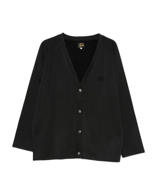 Needles Black V-Neck Cardigan for men