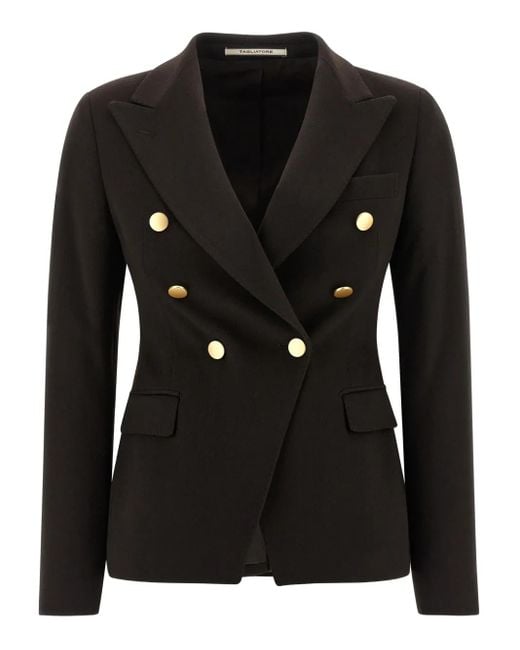 Tagliatore Black Double-Breasted Cashmere Blazer