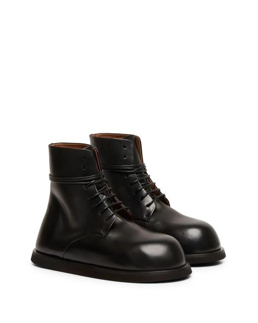 Marsèll Black Gigante Round-Toe Leather Boots