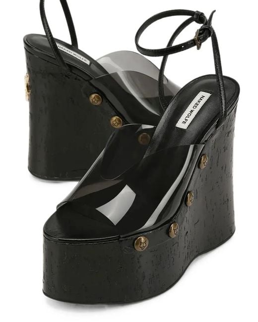 Naked Wolfe Black Tiger-Lilly Wedge Pumps