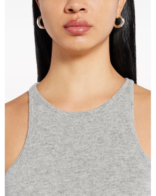 Staud Gray Ayana Ribbed-Knit Tank Top