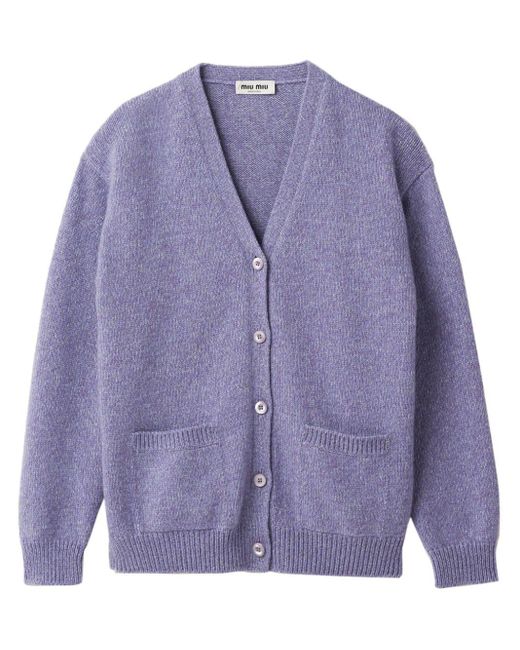 Miu Miu Purple Wool And Cashmere Cardigan