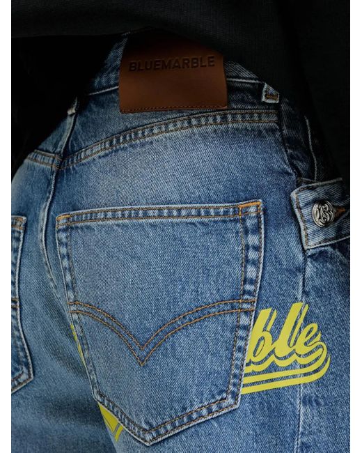 Bluemarble Blue Twisted-Seams Logo-Print Jeans for men