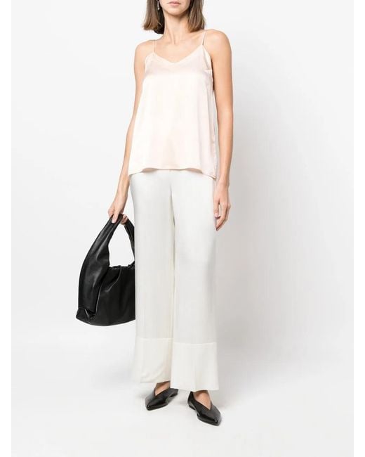 Forte_forte White Spaghetti-Strap Silk Tank