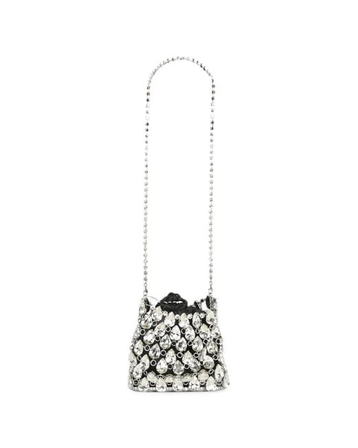 Self-Portrait White Crystal-Embellished Drawstring Backpack
