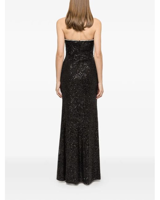 Nissa Black Crystal-Embellished Sequinned Maxi Dress