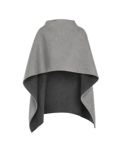 Alberta Ferretti Gray Two-Tone Wool Cape With Structured Neckline