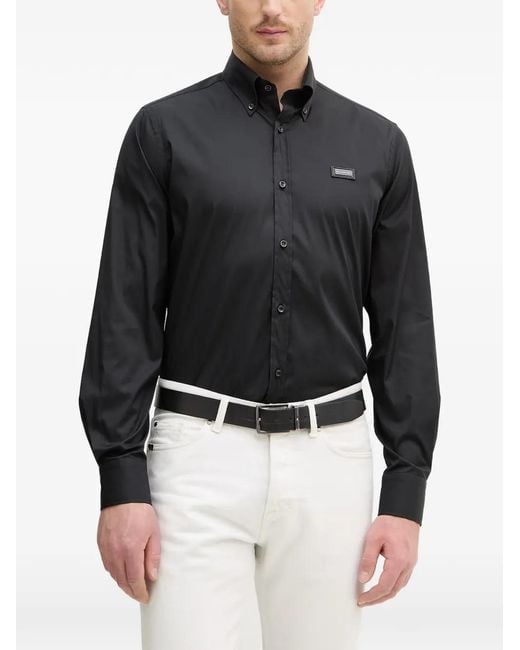 Paul & Shark Black Logo-Patch Shirt for men