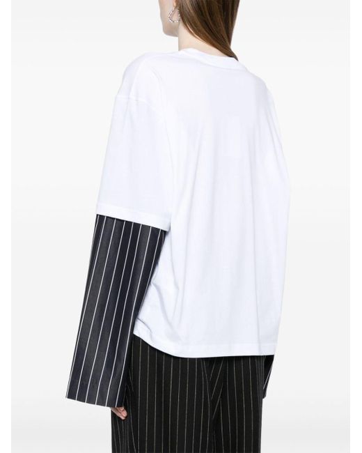 J.W. Anderson White Contrast-sleeves Cotton T-shirt