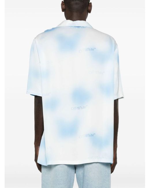 Off-White c/o Virgil Abloh Blue Bowlinghemd mit Farbverlauf
