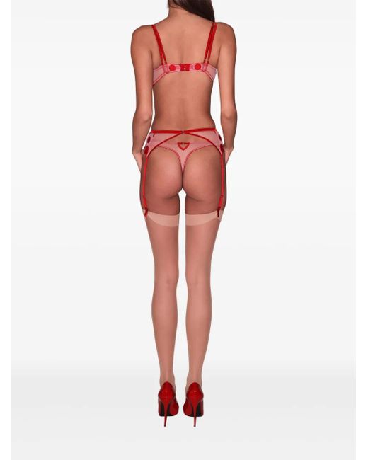 Fleur du Mal Red Polka-Dot Balconette Bra