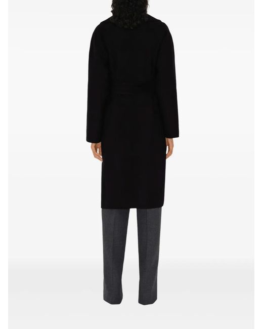 Burberry Black Wool Reversible Wrap Coat