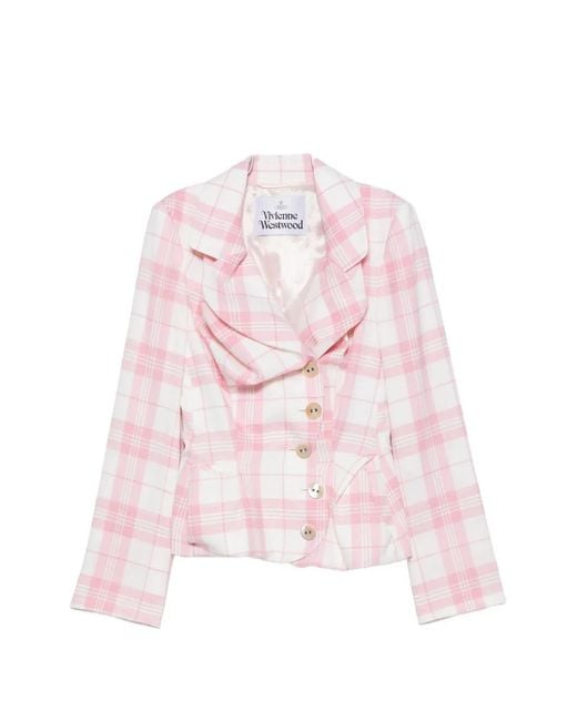 Vivienne Westwood Pink Drunken Check-Pattern Jacket