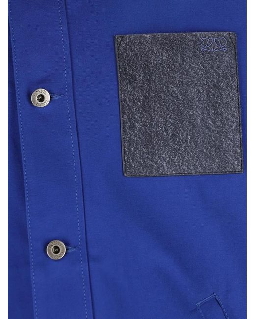 Loewe Blue Corduroy-Collar Anagram-Patch Jacket for men