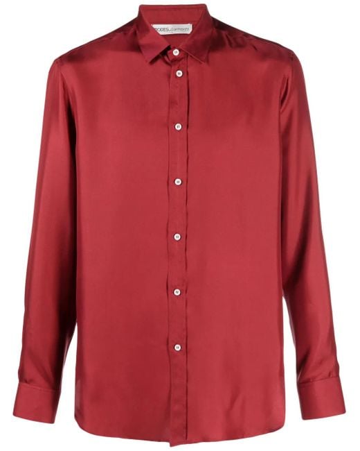 MODES GARMENTS Red Buttoned Silk Shirt