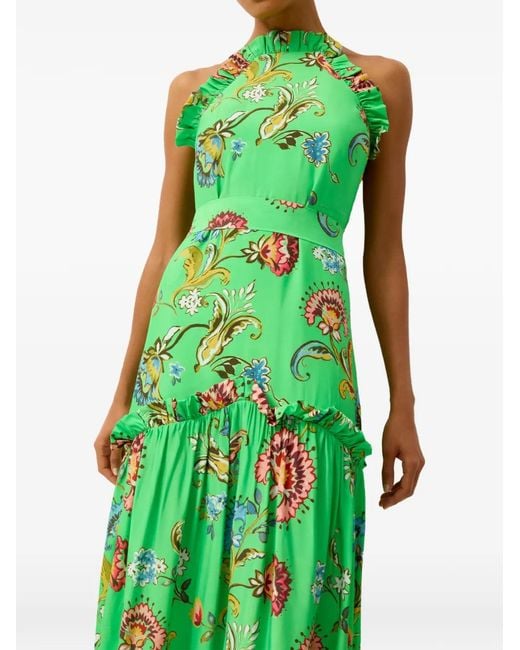 Marie Oliver Green Keenan Ruffled Floral Print Dress