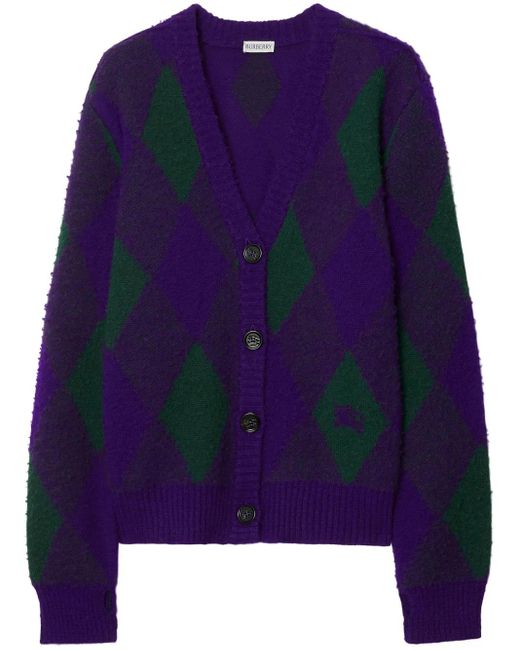 Cárdigan con motivo de rombos en intarsia Burberry de color Blue