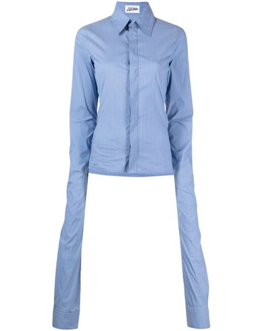 Jean Paul Gaultier Blue Striped Extra-long-sleeve Shirt