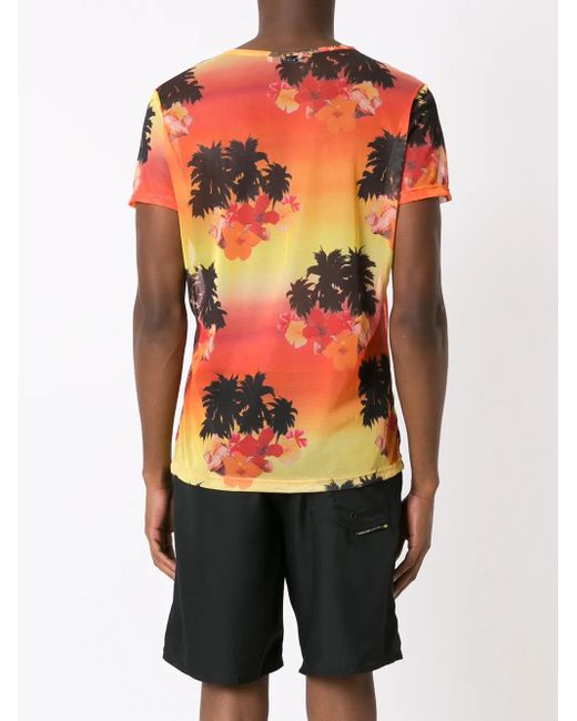 Amir Slama Orange T-Shirt À Imprimé Tropical for men