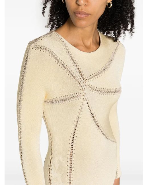 Isa Boulder Natural Starfish Whipstitch-Detail Midi Dress