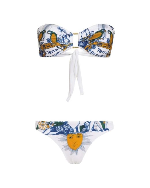 Amir Slama Blue Graphic Knot Detail Bikini