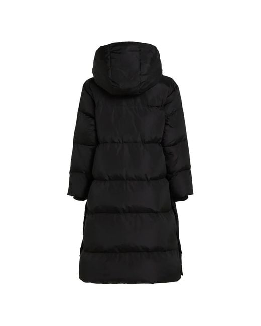 Karl Lagerfeld Black Long Hooded Puffer Jacket
