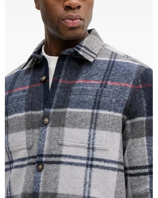 Barbour Blue Plaid Shirt Jacket for men