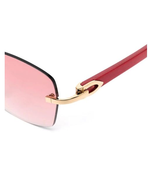 Cartier Pink Rimless Rectangle-Frame Sunglasses