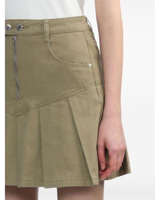 Izzue Green Pleated Denim Miniskirt