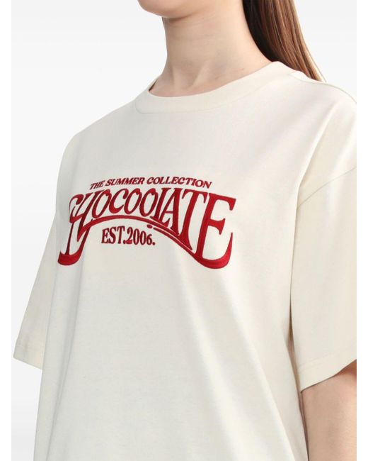 Chocoolate White T-Shirt mit Logo-Stickerei