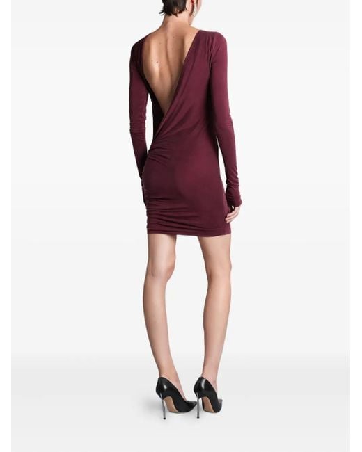 ANDAMANE Red Open Back Ruched Dress