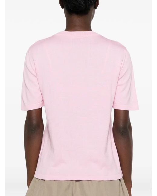 Moschino Pink Goose-Intarsia Short-Sleeve Top