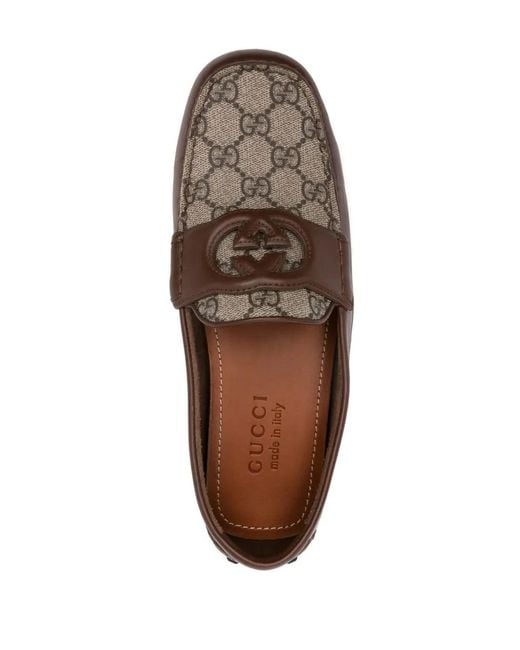 Gucci Brown Interlocking G GG Supreme Canvas & Leather Driver for men