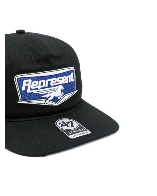 Represent Black Logo-Embroidered Baseball Cap for men