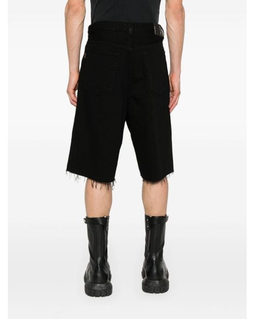 Haikure Black Frayed Denim Shorts for men