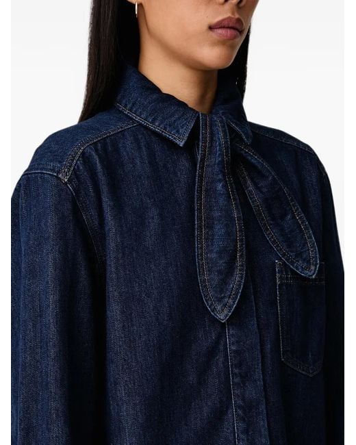 Marc O' Polo Blue Pussy-Bow Denim Blouse