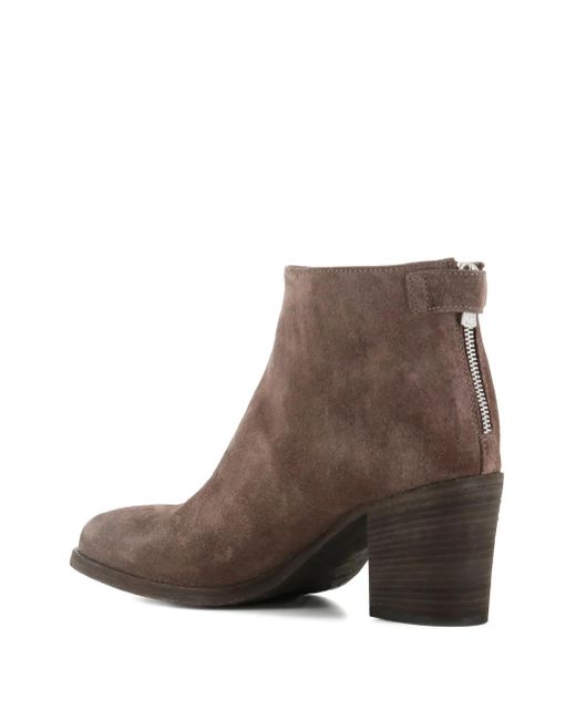 Officine Creative Brown Zip-Detail Block-Heel Ankle Boots