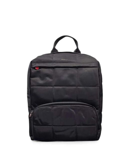 Kiton Blue Quilted Logo-Plaque Backpack for men