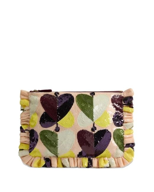 LaDoubleJ Black Sequinned Ruffled Clutch Bag
