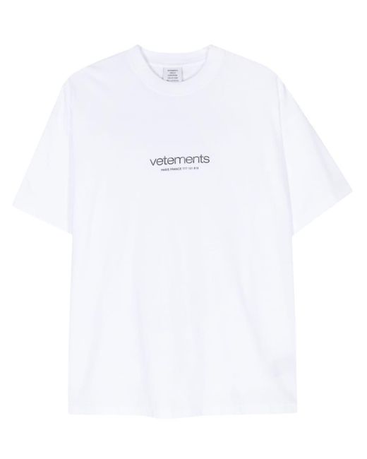 Vetements White T-Shirt mit Logo-Prägung