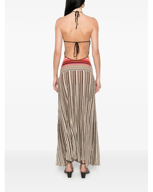 Faithfull The Brand White Maretta Striped Halterneck Dress