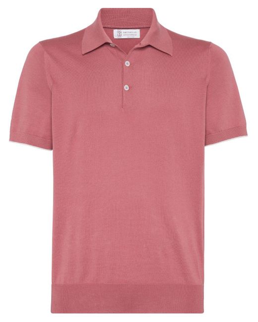 Polo en maille fine Brunello Cucinelli pour homme en coloris Pink