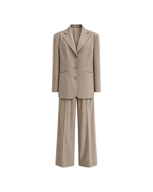 ROOM76 Natural Pinstripe-Pattern Pattern Suit