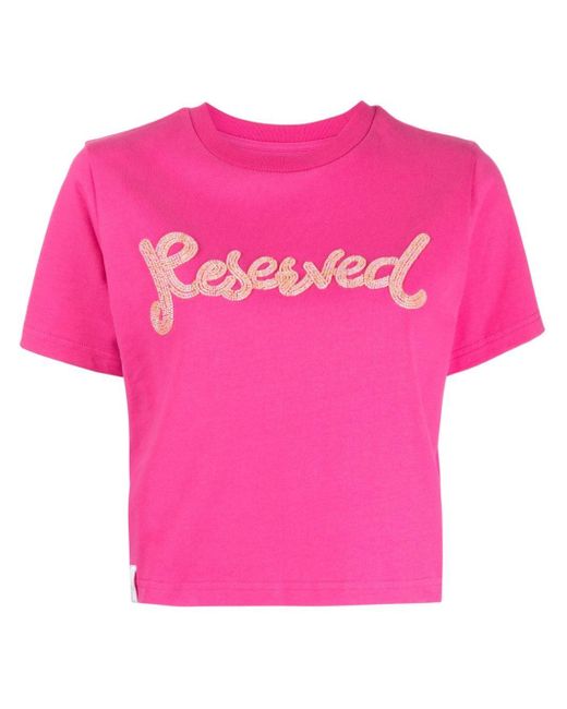 Izzue Pink Reserved Beaded Cropped T-shirt