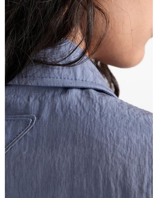 Prada Blue Short-Sleeved Technical Pongé Dress