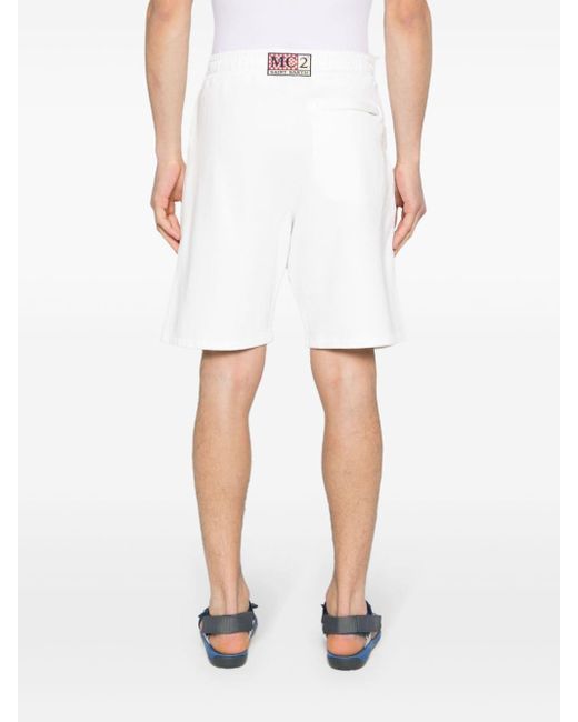 Mc2 Saint Barth White Logo-embroidered Cotton Track Shorts for men