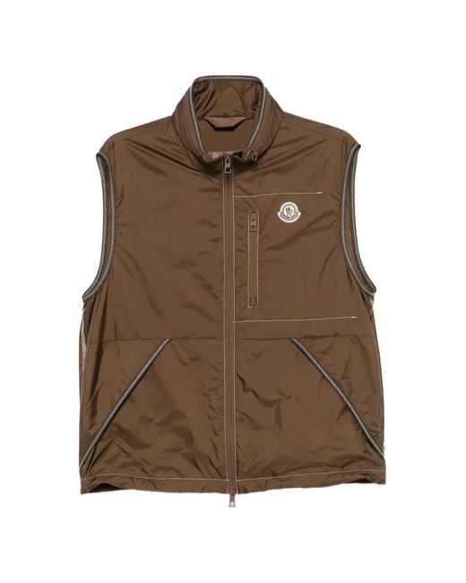 Moncler Brown Ansiei Zip Sleeveless Gilet for men