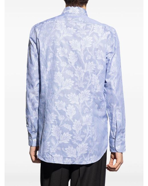 Etro Blue Floral-print Cotton Shirt for men