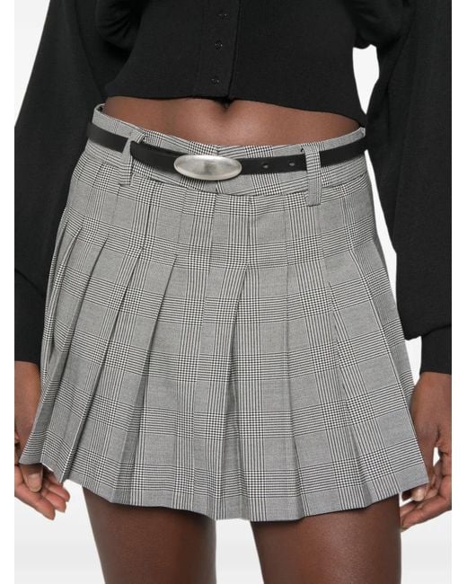 WRSTBHVR Gray Nuria Check Pleated Skirt